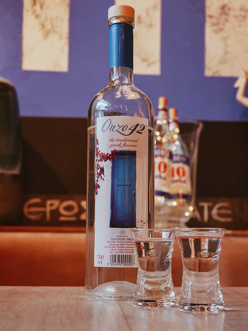 Ouzo - a typical Greek aniseed spirit - a delicacy of our restaurant!
